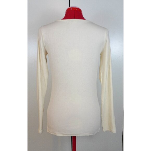 Express Ribbed Lace-Trim V-Neck Long Sleeve - Picture 4 of 8
